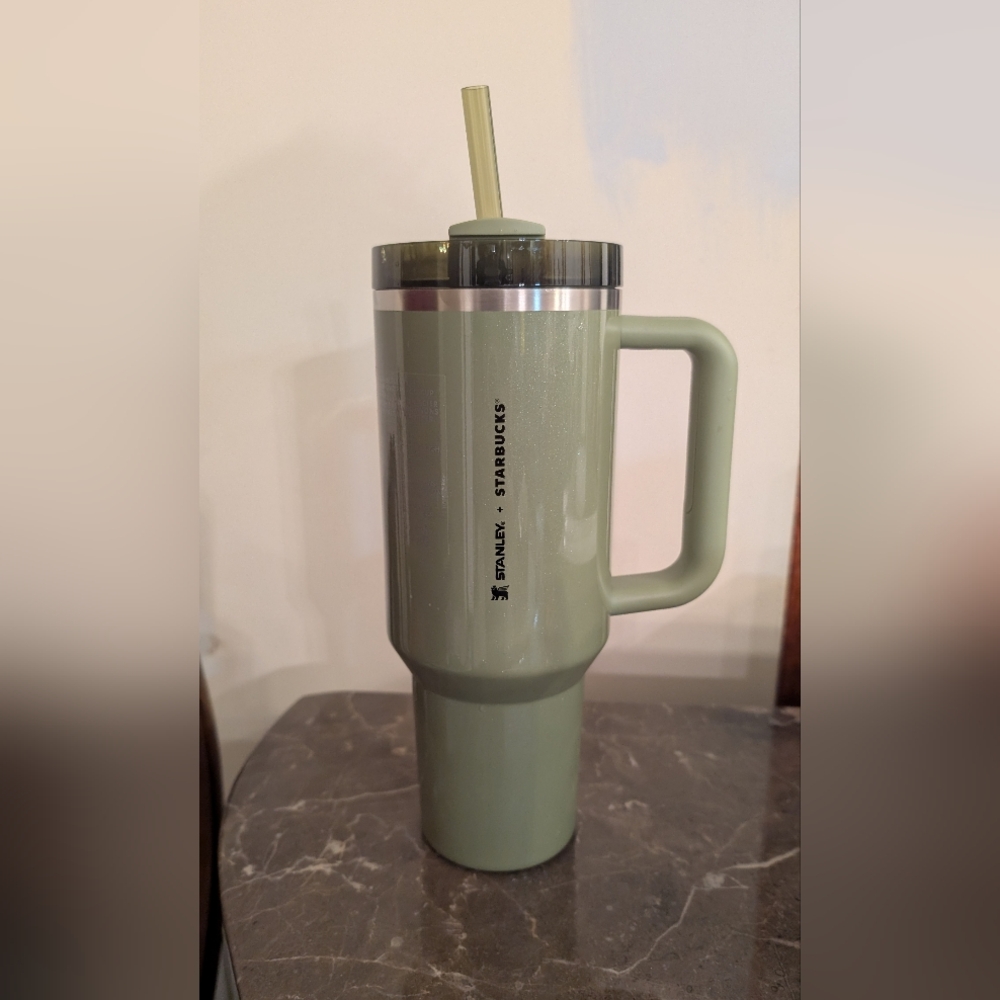 Olive green Starbucks Fall Collection 40oz Stanley Quencher